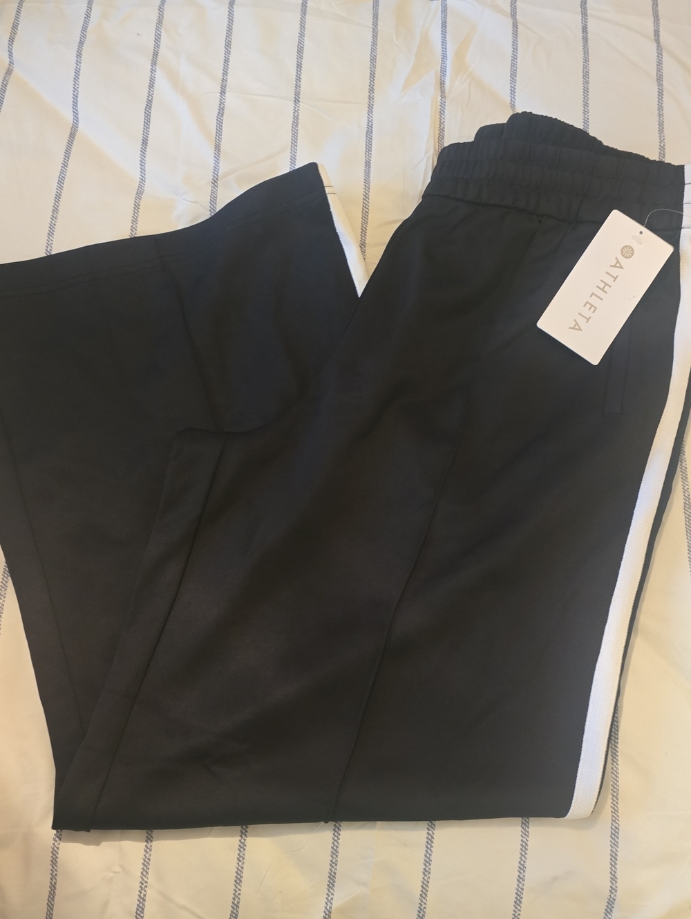 Athleta Black Joggers with White Side Stripe